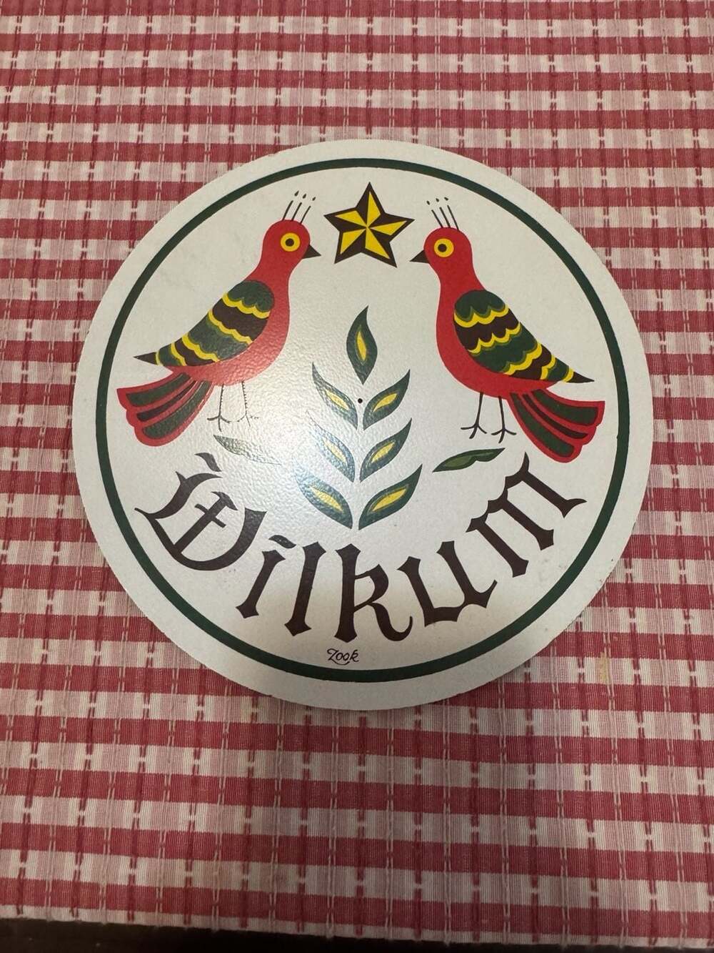 Vintage Zook Pennsylvania Dutch Folk Art Wilkum Welcome Sign 8 Inch